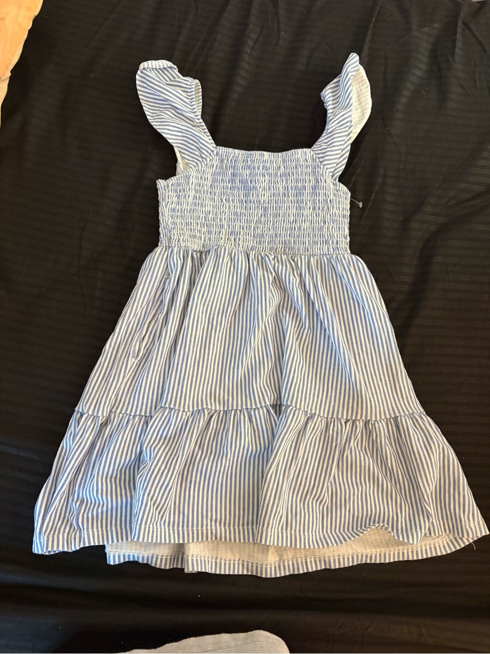 Old Navy Blue and White Striped Smocked Sundress